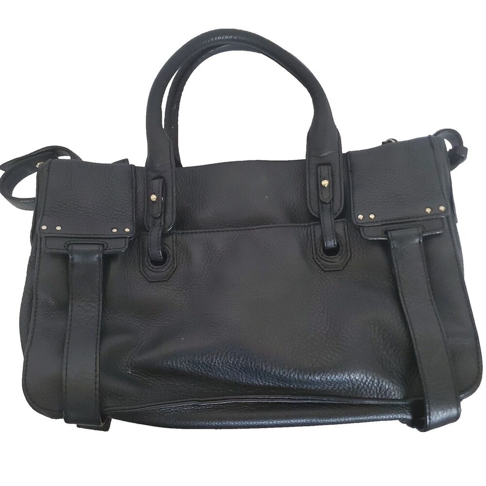 Vince Camuto Women’s Leather Bag Black Medium Top-Grain Tote Double Strap Purse